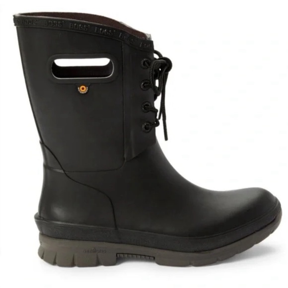 Bogs Black Amelia Lace-Up Rain Boot - Women 11 100% Waterproof - Picture 3 of 16